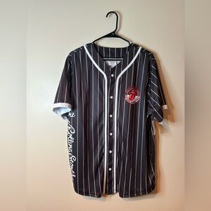 The Rolling Stones Black & White Striped Baseball Jersey NWT